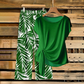 Women's Tie-Knot Top & Printed Wide-Leg Pants Set