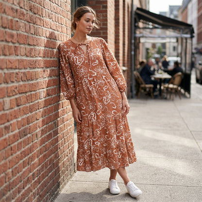 Women's Elegant Floral V-Neck Midi Dress