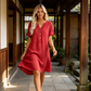 Women's Casual V-Neck Tunic Dress with Pockets