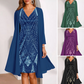 Women’s V-Neck Dress & Sheer Long Jacket Set