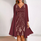 Women’s V-Neck Dress & Sheer Long Jacket Set