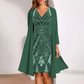 Women’s V-Neck Dress & Sheer Long Jacket Set