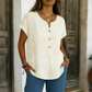 Women's V-Neck Button Casual T-Shirt