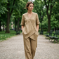 Women's Asymmetrical Top & Wide-Leg Pants Set