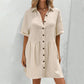 Shirt Neck Short Sleeve Button Midi Dress