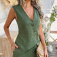Casual V-Neck Tank Top & Shorts 2 Piece Set