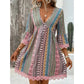 Women's Bohemian Print V-Neck Mini Dress