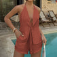 Sexy Backless Halter Top and Shorts Set