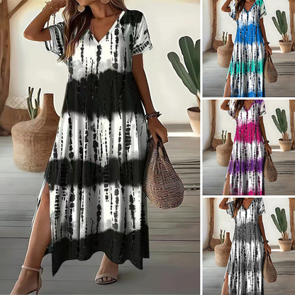 Women’s Causal V-Neck Gradient Dress