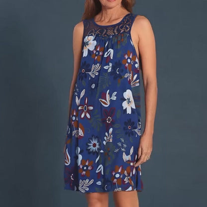 Stylish women's sleeveless dress with a print