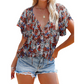 Women Casual V Neck Floral Print