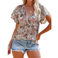 Women Casual V Neck Floral Print