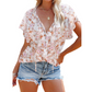 Women Casual V Neck Floral Print