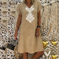 Women's Printed V-Neck Knee-Length Dress