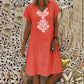Women's Printed V-Neck Knee-Length Dress