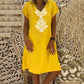Women's Printed V-Neck Knee-Length Dress