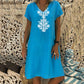 Women's Printed V-Neck Knee-Length Dress