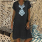 Women's Printed V-Neck Knee-Length Dress