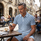 Men's Geometric Print Collared Top & Shorts Set