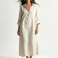 Women Loose Cotton Linen Shirt Maxi Dress