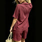 Women's V-Neck Top & Shorts 2-Piece Set