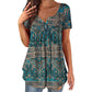 Women's Paisley Print V-Neck Short Sleeve Top