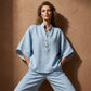 Women's Stand-Up Collar Top & Wide-Leg Pants Set