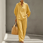 Women's Stand-Up Collar Top & Wide-Leg Pants Set