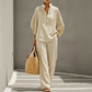 Women's Stand-Up Collar Top & Wide-Leg Pants Set