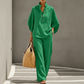 Women's Stand-Up Collar Top & Wide-Leg Pants Set