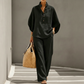 Women's Stand-Up Collar Top & Wide-Leg Pants Set