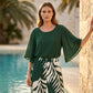 Wemon's Elegant Flowy Top & Printed Pants Set