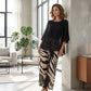 Wemon's Elegant Flowy Top & Printed Pants Set