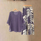 Wemon's Elegant Flowy Top & Printed Pants Set