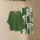 Wemon's Elegant Flowy Top & Printed Pants Set