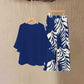 Wemon's Elegant Flowy Top & Printed Pants Set