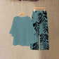 Wemon's Elegant Flowy Top & Printed Pants Set