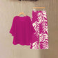 Wemon's Elegant Flowy Top & Printed Pants Set