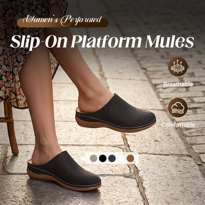 Women's Perforated Slip-On Platform Mules
