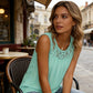 Women's Lace Pleated Sleeveless Tank Top