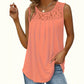 Women's Lace Pleated Sleeveless Tank Top