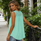 Women's Lace Pleated Sleeveless Tank Top