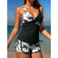 Tropical Print High Waist Tankini & Shorts Set