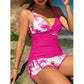 Tropical Print High Waist Tankini & Shorts Set