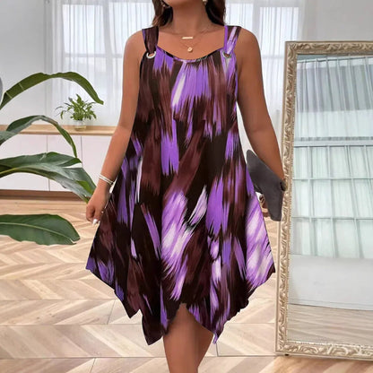 Elegant Gradient Print Sleeveless Dress