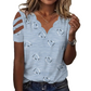 Women’s Scalloped V-Neck Heart Print T-Shirt