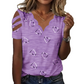 Women’s Scalloped V-Neck Heart Print T-Shirt