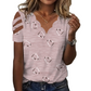 Women’s Scalloped V-Neck Heart Print T-Shirt