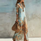 👗 LIMITED-TIME 50% OFF! ✨ Elegant Retro Print Maxi Dress – V-Neck Button-Down, Flowy Silhouette, Boho Chic 🌸