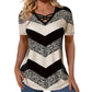 Women Criss Cross V Neck T Shirt Striped Casual Short Sleeve Tee
